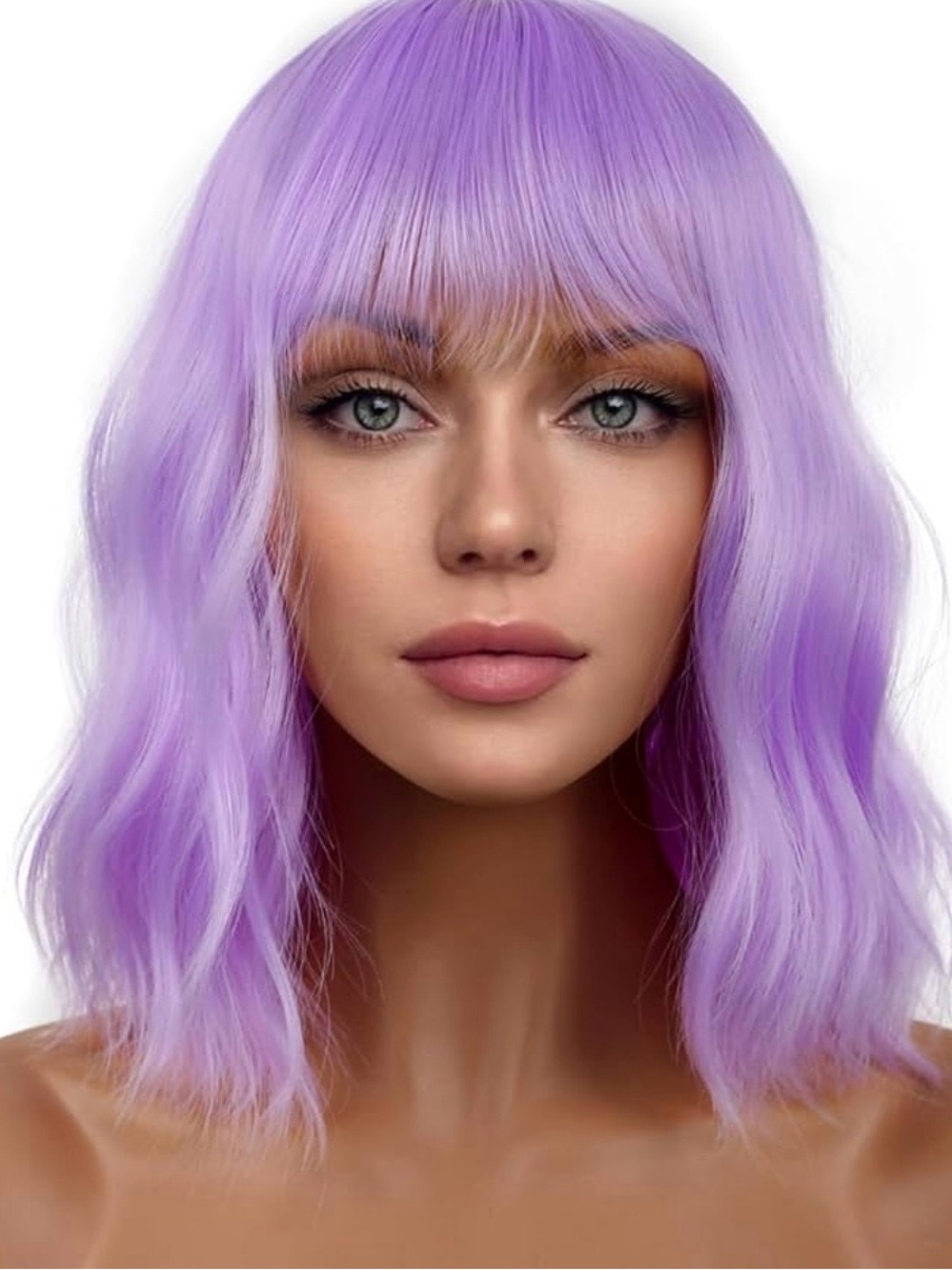 Purple Wavy 14-inch Bob Wig w/ Bangs Women Cosplay Costume NWOT
